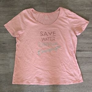 Lane Bryant Pink Short-Sleeve Graphic Tee - 'Save Water Drink Champagne'